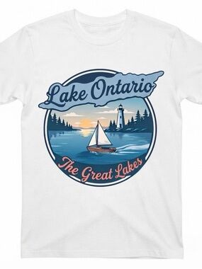 Gildan Shirt Lake Ontario Graphic Tee - White